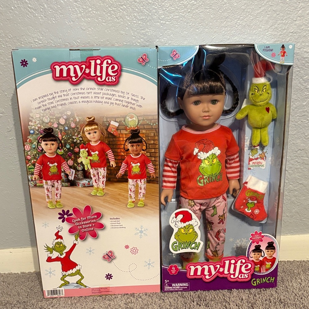 My Life As Grinch Doll with Red and White Pajamas
